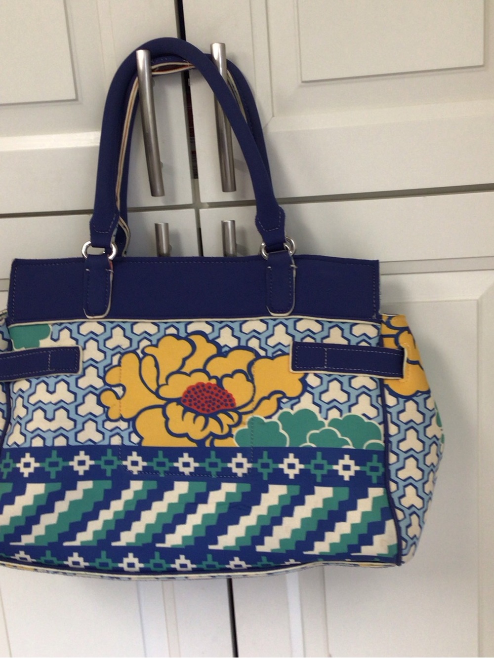 Rafe Blue Patterned Tote Bag with Tassel - Picture 9 of 14